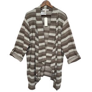 French Laundry Tunic Cardigan Women Size 22/24‎ Brown Open Front Long Sleeve NWT